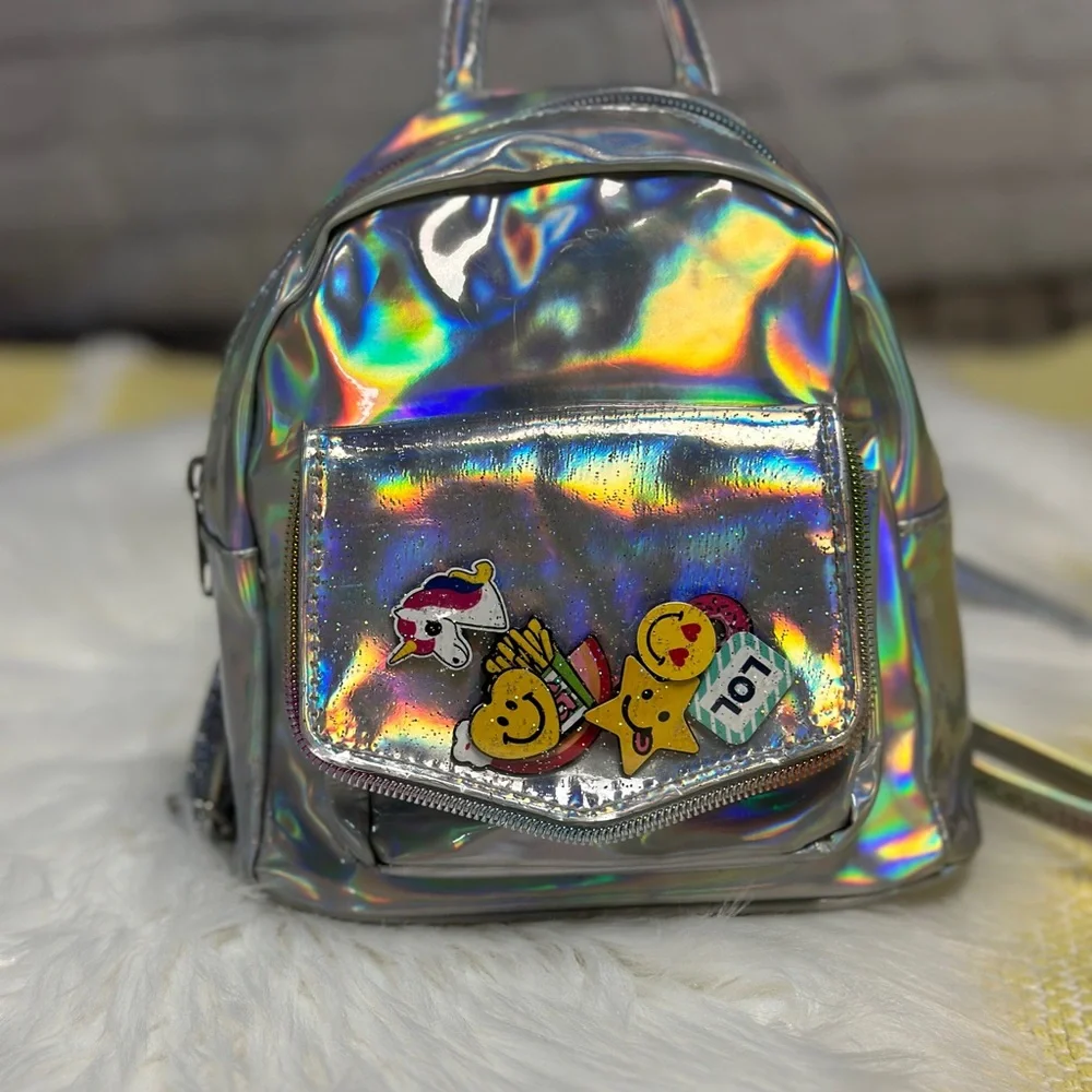 Place Silver Reflective Backpack with Adjustable Straps